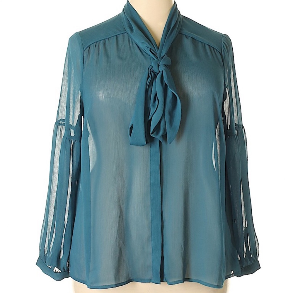 Modcloth Teal Sheer Blouse